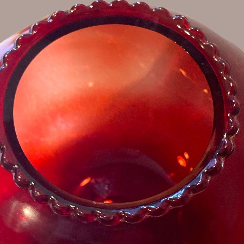 Vintage Anchor Hocking Depression Ruby Red Round Vase - Picture 4 of 7